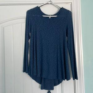 Blue long sleeve top with laced up back